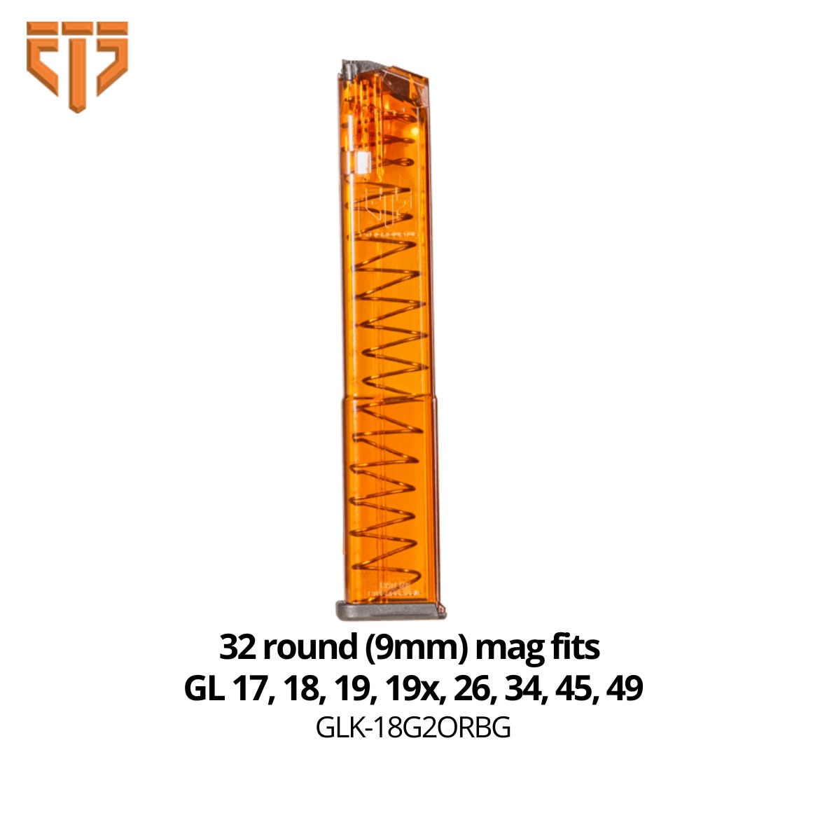 ETS GLK-18G2 GEN 2 ORANGE 32RD 9MM GLOCK MAG